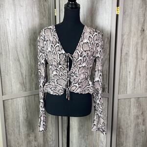 AFRM snakeskin print cropped blouse women’s L